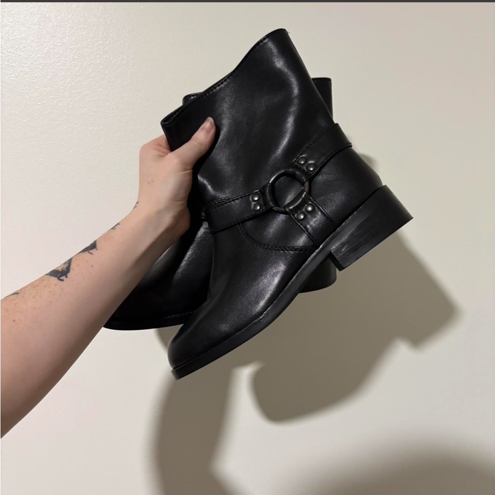Black Leather Mid-Calf Ankle Boots - Women's